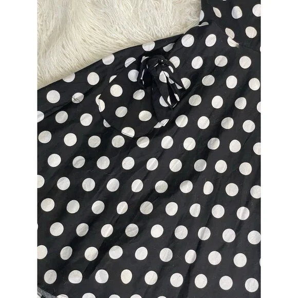 Women's Hell Bunny Black Polkadot Retro Pin Up Halter Dress EUC Size Small - Picture 4 of 8